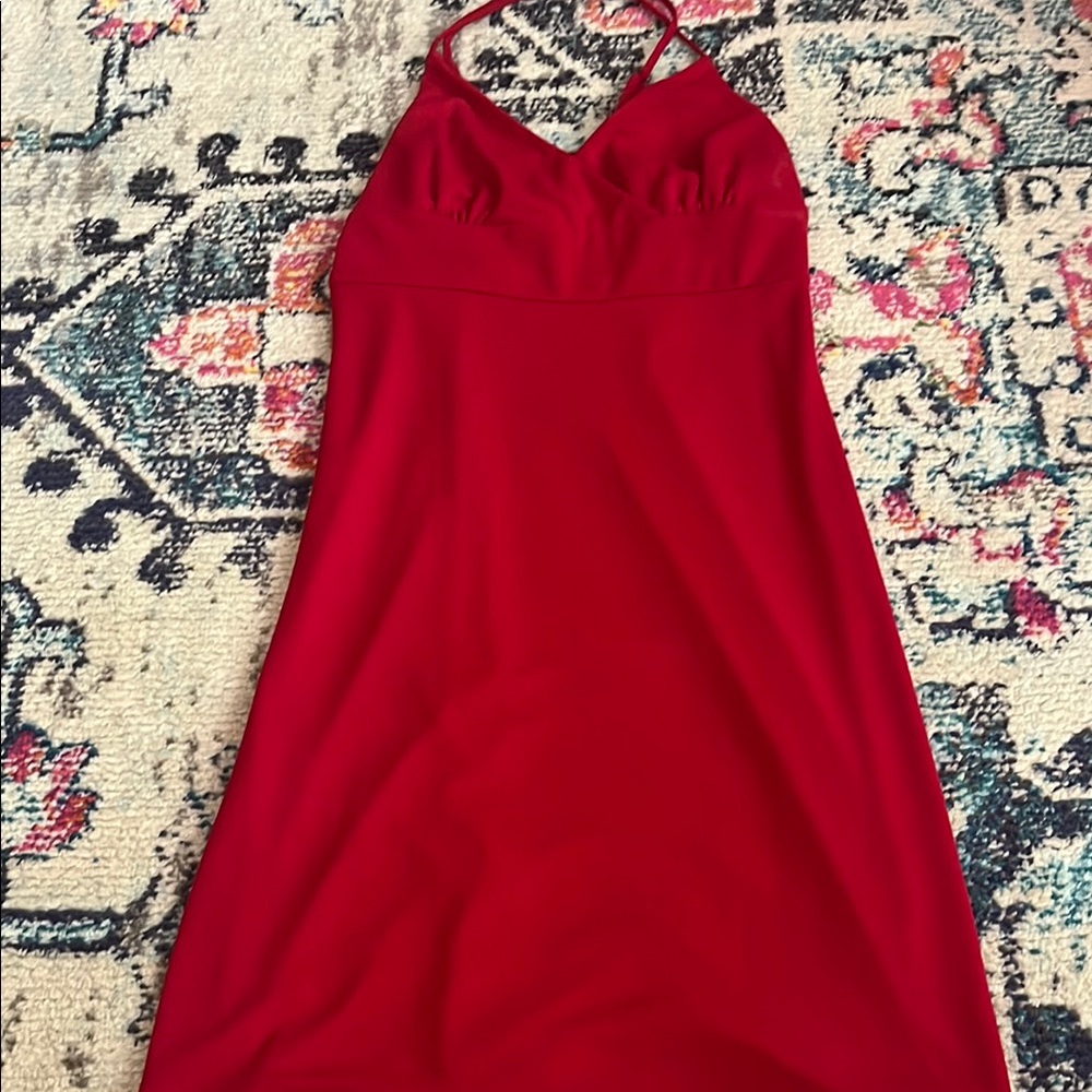 Elegant Red Halter Dress